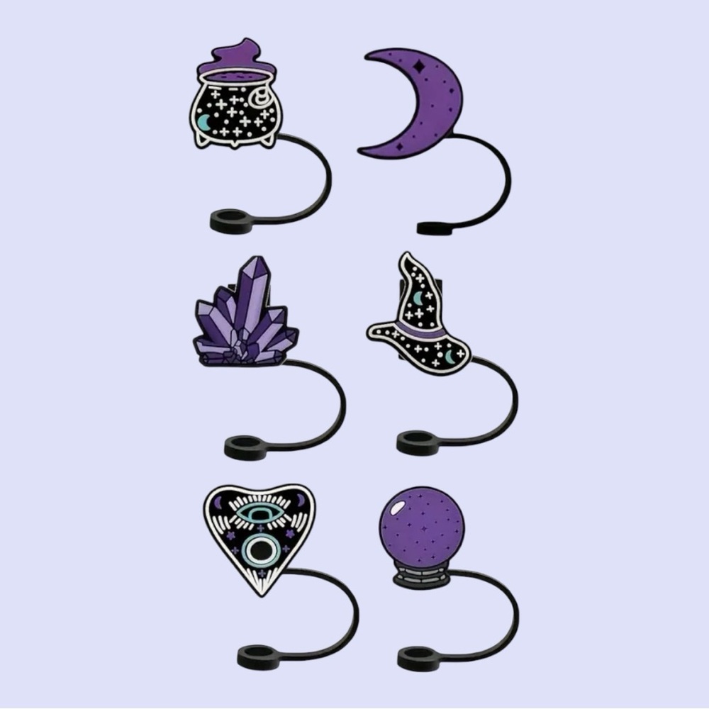NIB 6pc Straw Topper Set